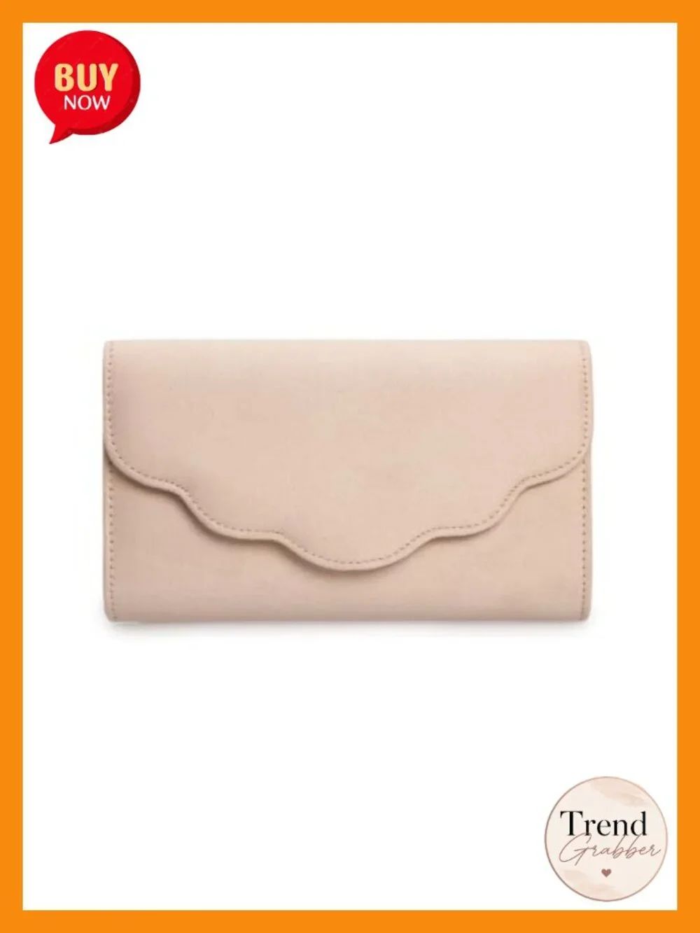 Faux Suede Evening Clutch Bag with Scalloped Wave Flap - Formal Wedding Party